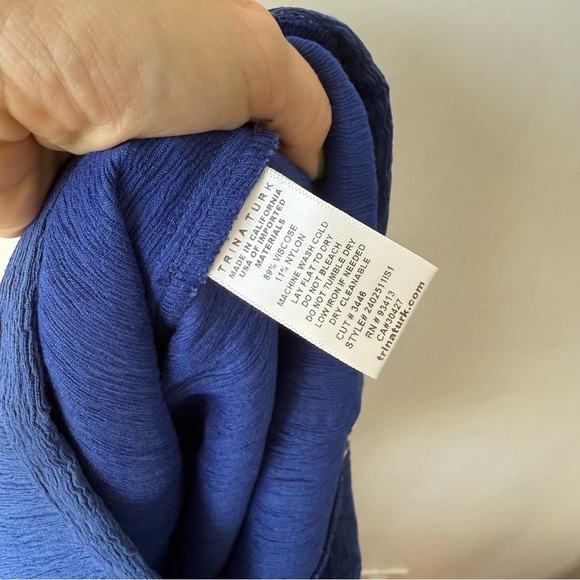 Trina Turk Long Weekend Admiral Blue Textured Wide Leg Pants 0 - Picture 7 of 7